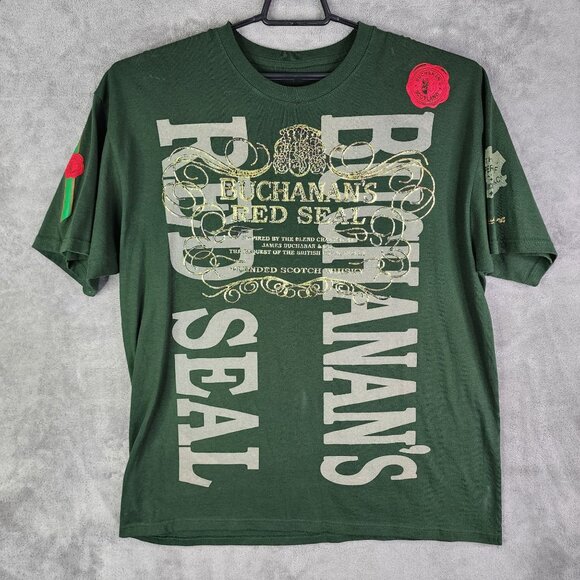 Men's Green & Gold Buchanan's Red Seal T-Shirt Short Sleeve Crew Neck Size XL - Picture 2 of 11